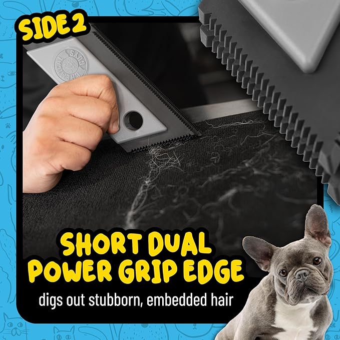 Grubbie Edge Pet Hair Removal Tool – Reusable Pet Hair & Lint Remover for Car Interiors, Upholstery, Carpets, Seats, and Home Furniture – Removes Embedded Hair & Fur Fast