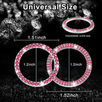 2 PCS Crystal Combinatorial Rhinestone Car Engine Start Decoration Ring, Push to Start Button Cover Sticker, Bling Car Interior Accessories for Women, Automotive Decals, Red