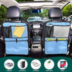 Lake Blue Car Seat Organizer for Kids Backseat Kick Mat with Adjustable Strap Back Seat Protector for SUV Cars Vehicle 2 Pcs