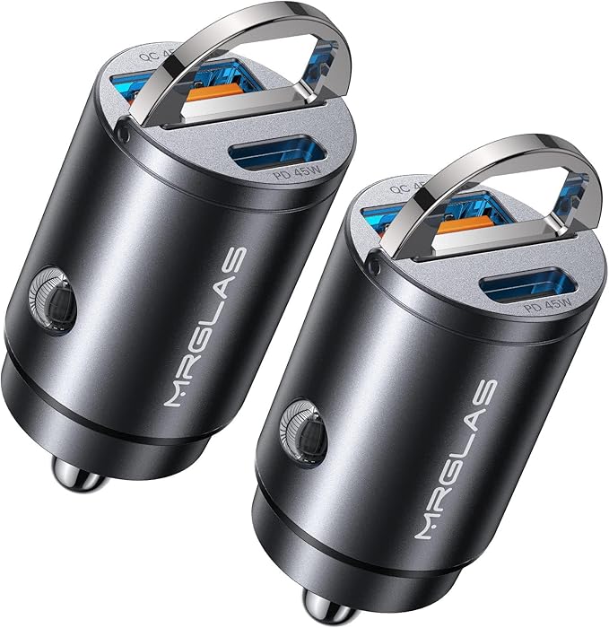 2-Pack 90W USB C Car Charger,[Super Mini Metal] Car Charger Fast Charging, PD+QC3.0 Type C Car Cigarette Lighter USB RV Power Adapter Compatible iPhone 17 16 15 Pro Max iPad Samsung S26 25