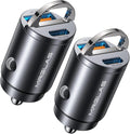 2-Pack 90W USB C Car Charger,[Super Mini Metal] Car Charger Fast Charging, PD+QC3.0 Type C Car Cigarette Lighter USB RV Power Adapter Compatible iPhone 17 16 15 Pro Max iPad Samsung S26 25