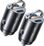 2-Pack 90W USB C Car Charger,[Super Mini Metal] Car Charger Fast Charging, PD+QC3.0 Type C Car Cigarette Lighter USB RV Power Adapter Compatible iPhone 17 16 15 Pro Max iPad Samsung S26 25
