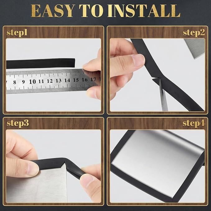 Rubber Edge Trim 1/16" Self Adhesive Flexible U Channel Protector Rubber Strip Sheet Metal Edge Protector for Car Doors Glass Steel Plates, Fits 1/16 Inch, Black Color(20 Feet)