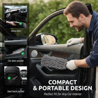 Car Duster Interior, 360° Microfiber Fingers, Lint & Scratch Free | Unbreakable Comfort Handle Duster, Includes Microfiber Towel, Lint-Free & Safe for Car & Home Interior, Gray