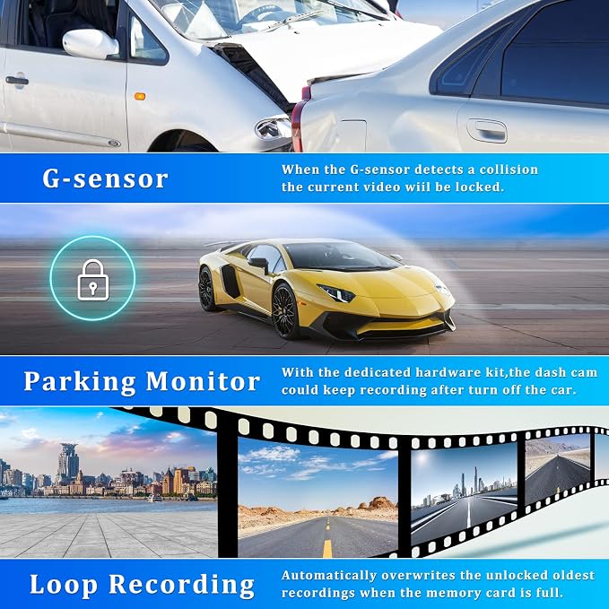 Rear View Mirror Camera with Carplay&Android Auto,9.66" 1080P Mirror Dash Cam Front and Rear with Voice Control,Night Vision,Parking Monitoring,Reverse Assist Free 64GB Card for Cars&Trucks