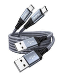 Short USB A to USB C Cable 3FT, USB C Fast Charging Cable, Durable Braided USB to USB Type C Cord for Car iPhone USB C Charger for iPhone 17/16/15/Pro Max/Plus, Samsung Galaxy S23 and More-2Pack Gray