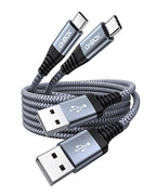 Short USB A to USB C Cable 3FT, USB C Fast Charging Cable, Durable Braided USB to USB Type C Cord for Car iPhone USB C Charger for iPhone 17/16/15/Pro Max/Plus, Samsung Galaxy S23 and More-2Pack Gray