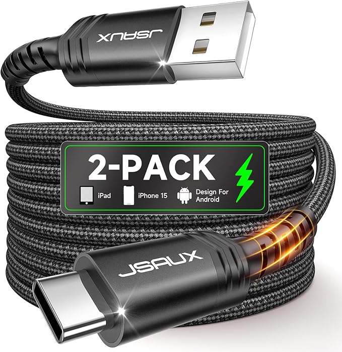 USB C Cable [2-Pack 3.3ft], USB A to USB Cord Fast Charging for iPhone Air, iPhone 17, iPhone 17 Pro, iPhone 17 Pro Max, iPhone 16/iPhone 15 Series, Samsung S20 S10, Note 20 10,Car Play - Black