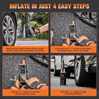 Tire Inflator Portable Air Compressor - 150PSI Car Tires Air Pump with Tire Pressure Gauge Led Light, 7500mAh Battery & 12V DC Smart Tire Inflator for Car, Motorcycle, Bike Tire, Ball
