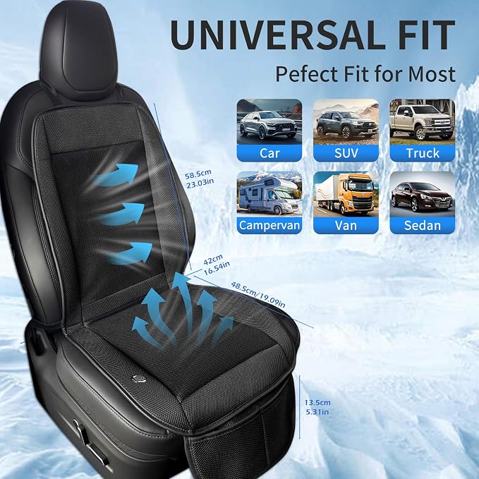 Cooling Car Seat Pad with Fan, 12V-24V Ventilated Car Seat Cushion, Breathable 3D Mesh Seat Cooler, 3-Speed Airflow Adjustment, Universal Fit for Cars, Trucks, SUVs - Ideal for Summer Driving