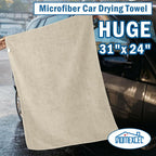 Professional Large Microfiber Car Drying Towels 2 Pack, Lint Free, Scratch Free, Highly Absorbent Drying Towel for Cars, SUVs, RVs, Trucks, and Boats,31" x 24",Brown