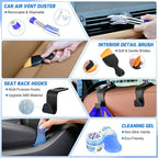 52PCS Car Detailing Kit Auto Cleaning Tools Wash Set with Storage Carry Bag Home Use for Interior Exterior Deep Clean Polish Car Care Windshield Dashboard Seat Air Vents Wheels Tires, Blue