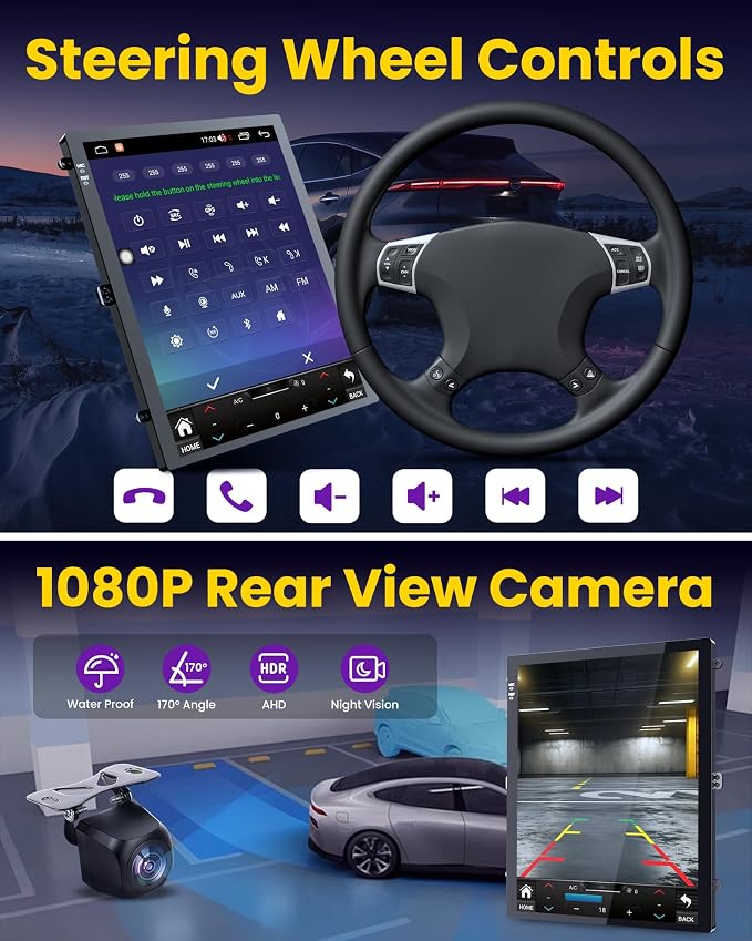 Upgrade Car Stereo for Chevrolet Chevy Cruze 2009-2015: Wireless Carplay Andriod Auto HD IPS Touchscreen Head Unit Radio Backup Camera GPS SWC 5G WiFi FM
