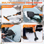 45.7" Extendable Snow Brush and Larger Ice Scrapers for Car Windshield, Scratch-Free Snow Brush with 360° Pivoting Head & Non-Slip Foam Grip, Ice Removal Tool for Car, SUV, Trucks
