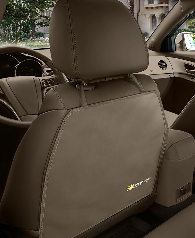 Luxury Clean-Edge Kick Mat - Tapered Design Seat Back Protector and Seat Cover with Invisible Strap and Stiff Edging (1 Mat)