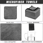 40 Pcs Gray Microfiber Towels: 16"x16" Microfiber Drying Towels Bulk Micro Fiber Car Cleaning Cloth for Cars Drying Washing Polishing Cleaning Household Supplies