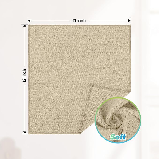 Brown Microfiber Cleaning Cloth, 24 Pack Absorbent Cleaning Rags, Lint-Free, Streak-Free Cleaning Towels for Car Kitchen House, 12"X11"