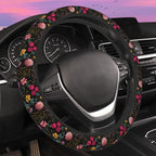 Vintage Dark Botanical Floral Steering Wheel Cover for Women Men Neoprene Breathable Wheel Cover Protector Anti-Slip Car Accessories Universal 15 Inch Fit for Cars Trucks Vehicles
