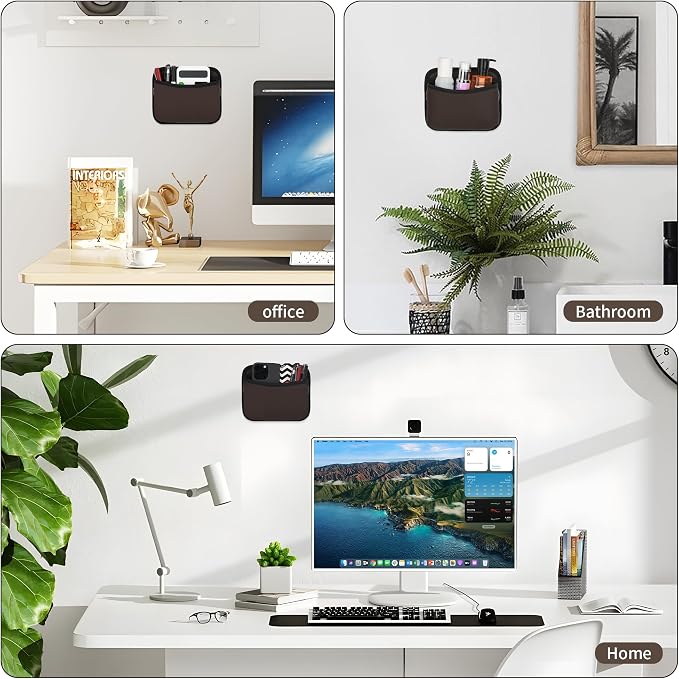 Car Seat Side Storage Pocket, Small Organizer,PU Leather Multifunctional Console Side Organizer Bag for Phone, keys, sunglass,wallet,ect (Brown)