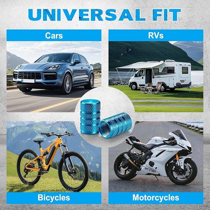 12PCS Tire Valve Stem Caps, Car Exterior Accessories, Aluminum Alloy Valve Cover Universal for Cars, Trucks, Motorcycles and Bicycles (Sky Blue)