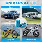 12PCS Tire Valve Stem Caps, Car Exterior Accessories, Aluminum Alloy Valve Cover Universal for Cars, Trucks, Motorcycles and Bicycles (Sky Blue)