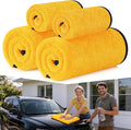 4 Pack Twisted Loop Car Drying Towel, 36x24 in Car Towels Cleaning Supplies, Reusable Shammy Quick Dry Cloth for Carwash, for Auto, Boat, Kitchen, Windows & Bathroom（Yellow）