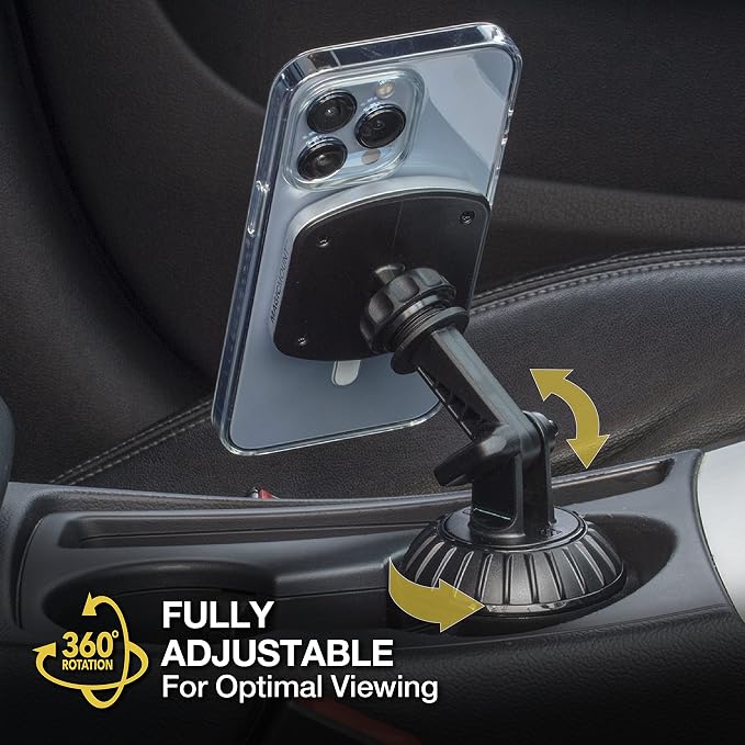 MP2CUPM-SP MagicMount Pro2 Cup Holder Magnetic Cell Phone Holder Car Mount Kit Compatible with MagSafe, iPhones, Galaxy, Pixel & All Smartphones