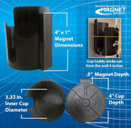 Magnetic Cup Holder - Caddy for Bottles, Glasses, and Cans - Fits on Fridge, Lawnmower, Forklift, Cart, or Ladder - Heavy-Duty Magnet, (Pack of 6)