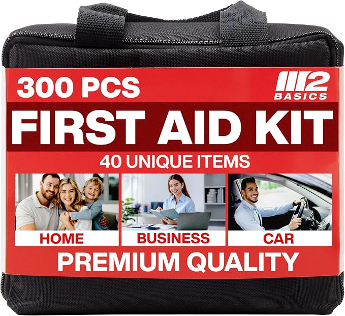 300 Piece Premium First Aid Kit w/Durable Bag for Home, Business | Office, Workplace, Car, Garage, Kitchen, Family, Classroom, Jobsite, Warehouse, School, Vehicle And Emergency Preparedness