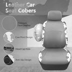 Cow Print Faux Leather Car Seat Covers & Cow Car Mats & Cow Steering Wheel Cover Seat Belt Pads Universal fit for SUV,Van,Saden,Truck Cute Car Accessories Automobile Interior Sets All Gray