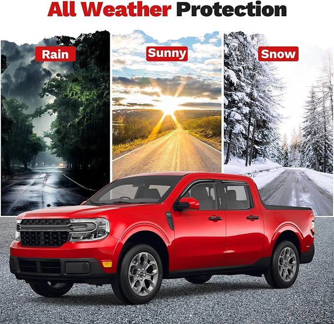Maverick Rain Guards - Window Visors for Ford Maverick 2022-2025 2026, Outside-Mount Tape-On Side Window Wind Deflectors for Maverick Accessories Vent Visors Shades Rainproof 4PCS