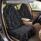 Car Seat Towel Cover 2 Pack for Front Seats, Sweat Absorbent Car Seat Protector with Non-Slip Backing, Waterproof Towel Car Seat Covers for Runners, Gym, Swimming, Beach, Pets, Trail Map