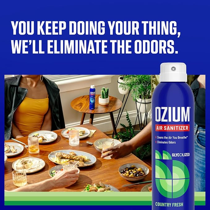 Air Sanitizer Spray - Room Odor Eliminator for Home, Car, and Office - Country Fresh Air Cleaner - 8 oz Can - 6 Pack