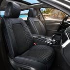 Coverado Seat Covers Full Set, 5 Seats Universal Seat Covers for Cars, Black Car Seat Covers Front Seats Back Seat Cover, Breathable Car Seat Cushion, Leather Seat Cover Seat Protector Fit Most Cars
