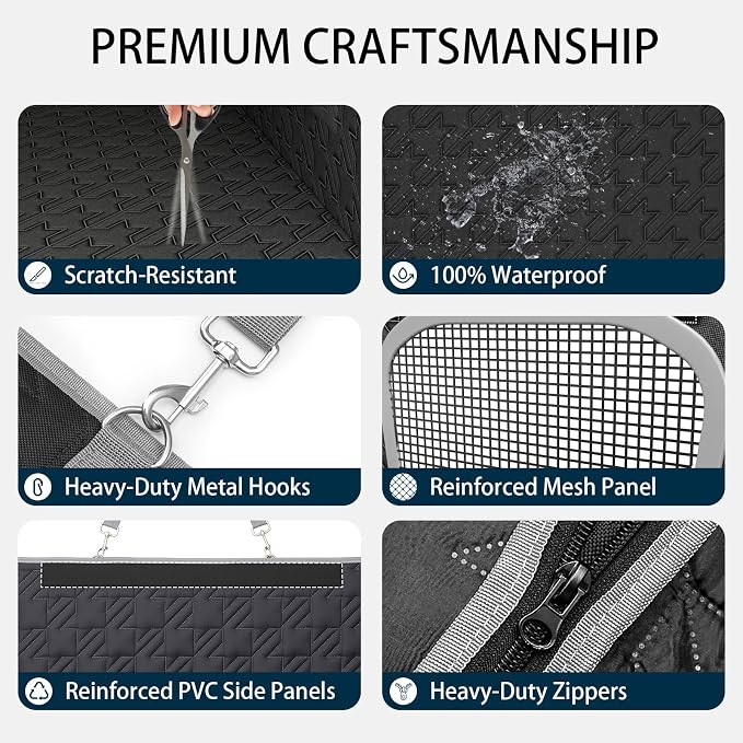 Upgraded Durable Hard Bottom Dog Car Seat Cover with EPE Sponge Cushion, Foldable Dog Rear Seat Protector, Waterproof Pet Car Seat Hammock, Seamless Dogs Back Seat Extender for SUV Truck(XL)