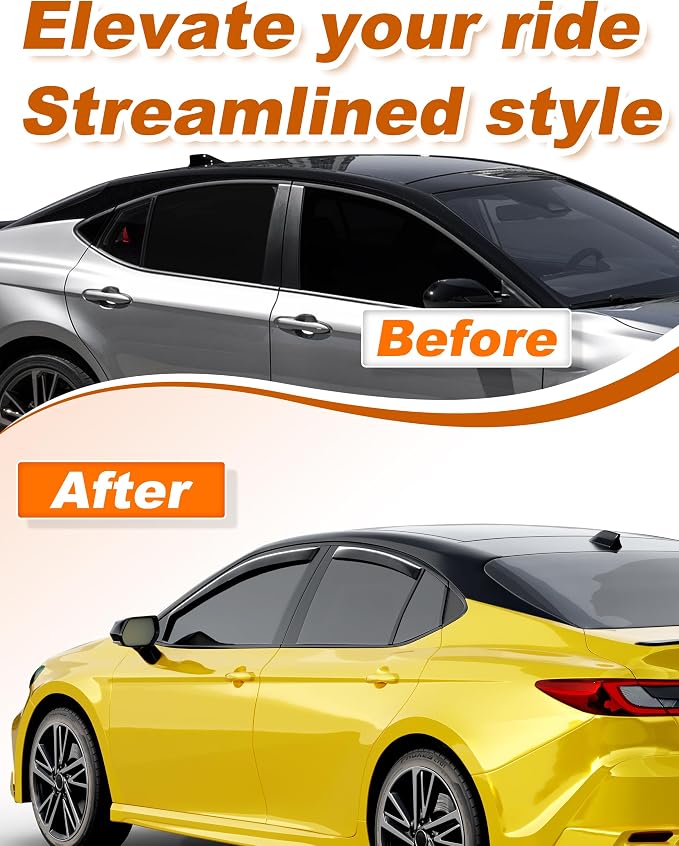 in-Channel Window Rain Guards Fit for Toyota Camry 2025 2026 Extra Durable Rain Guards Window Deflectors Visors Vent Visors Vent Shades Car Accessories - 4 pcs