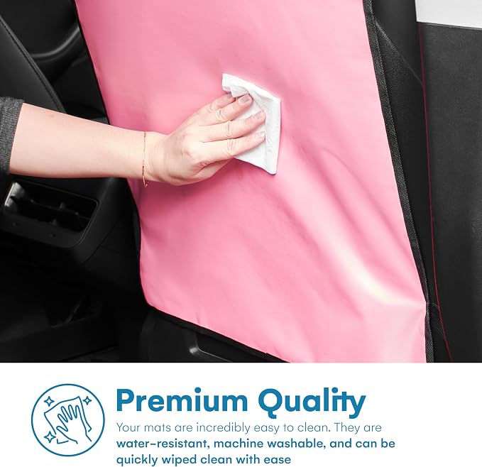 Kick Mats - Set of 2 - Back of Seat Protector for Kids Feet - Car Seat Back Protector - Shields from Dirt and Scuffs - Durable Material - 16.8x32.8inch - Pink - Kick Mats Back Seat Protector