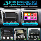 8-core 4+64G Car Stereo Radio for Toyota Tundra 2007-2013, for Toyota Sequoia 2008-2018, 10" IPS HD Touch Screen Radio with Wireless CarPlay/Android Auto/WiFi/GPS/Bluetooth/FM/SWC/Backup Camera/Mic