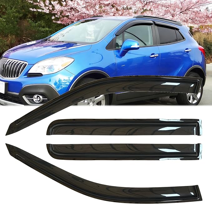 4pc Original Shatterproof Rainproof Side Window Wind Deflector for Trax 15-22,Tape-on Rain Guards Set,Nice Looking Window Visor for Cars,Vent Deflectors for 2013-2022 Buick Encore 2015-2022 Trax 94446
