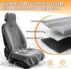 1 Pack Towel Car Seat Cover Towel, Waterproof Washable Front Seat Protectors with Terry Cloth, Non-Slip Backing, Universal Fit for Cars SUVs Trucks,Gym,Beach,Pets, Kids,Road Trips (Gray)