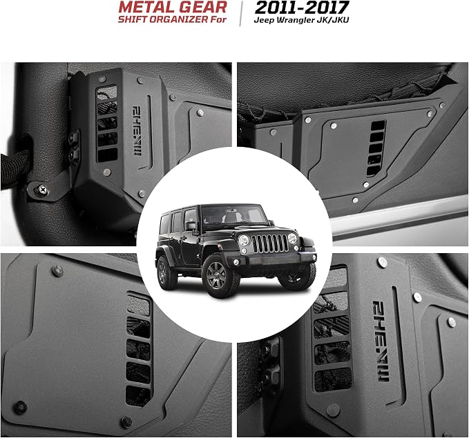 Metal Front Door Pocket Storage Box with Cup Holder Compatible with 2007-2017 Jeep Wrangler JK 2/4 Doors, Door Side Insert Organizer Box Interior Accessories - 2PCS