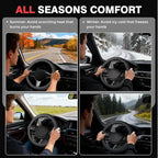 Car Steering Wheel Cover, Microfiber Leather Steering Wheel Covers with Anti-Slip Lining, Breathable Elastic Car Steering Wheel Protector, Universal Standard Size 14-15 inch