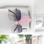 Sunglasses Holder for Car, Leather Magnetic Buckle Sun Visor Sunglass Clip, Ticket Card Storage Glasses Clip, Car Interior Accessories for Men and Women（Pink）