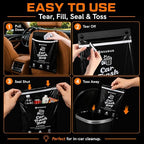 50PCS 1 Pack Car Trash Bags, 2.5 Gal Disposable Garbage Bags for Car, SUV, Truck and RV, Leak-Resistant Odor-Control Bags, Stick-On or Headrest Mount, Alternative to Car Trash Can, Black