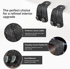 CoBak Purse Hook for Car - Universal Premium Stitched Leather and Aluminum-Magnesium Alloy Double Car Seat Back Storage Hook for Purses, Handbags, Bags (2 Pack),Glitter Black