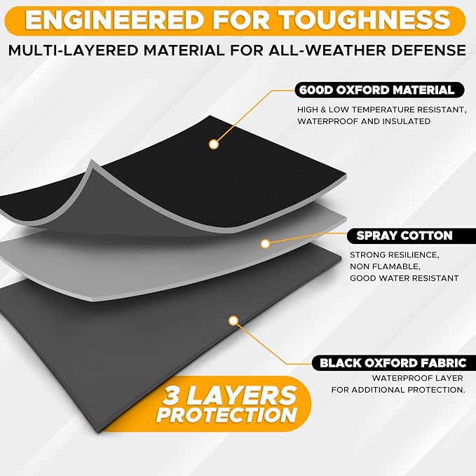 Snow Cover for Toyota Tacoma | Heavy-Duty Windshield Cover for Ice and Snow Protection | 600D Oxford Winter Car Cover with S-Hook Straps