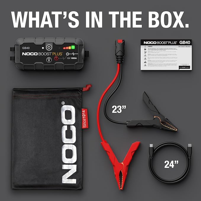 Boost GB40 12V 1000A UltraSafe Portable Lithium Jump Starter | Spark-Proof + Reverse Polarity Protection - Power Bank - 100-Lumen LED Flashlight - For 6.0L Gas and 3.0L Diesel Engines