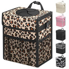 Car Trash Can with Lid, Leakproof Car Trash Bag Hanging Waterproof Automotive Garbage Can with Storage Pockets Mini Vehicle Trash Bin for Back/Front Seat(Leopard,3 Gallon)