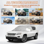 Windshield Window Snow Cover with 2 Hooks and 2 Mirror Covers Ice and Snow Front Window Sunshade Cover Fit for SUVs, Trucks, Cars (White-SUVs)