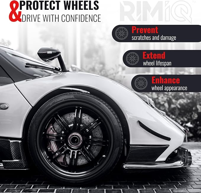 PROTECTiQ PRO Universal Rim Protection Trim - Curb Rash Guard with Award-Winning Patented Design and Premium 3M Tape - Fits Up to 4X 24 Wheels, Cars, Trucks, SUVs - Black